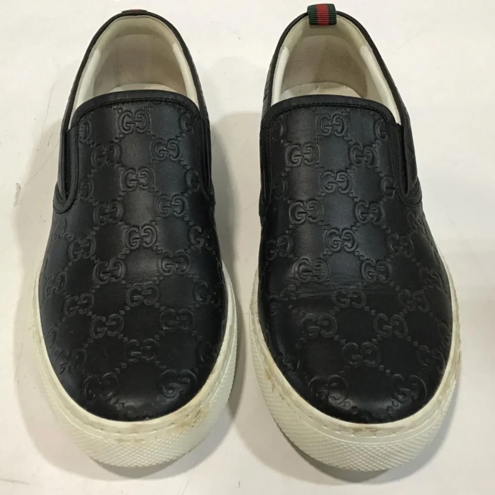 Men’s Gucci Guccissima Embossed Black Slip-On Loafers Sneakers Size 9